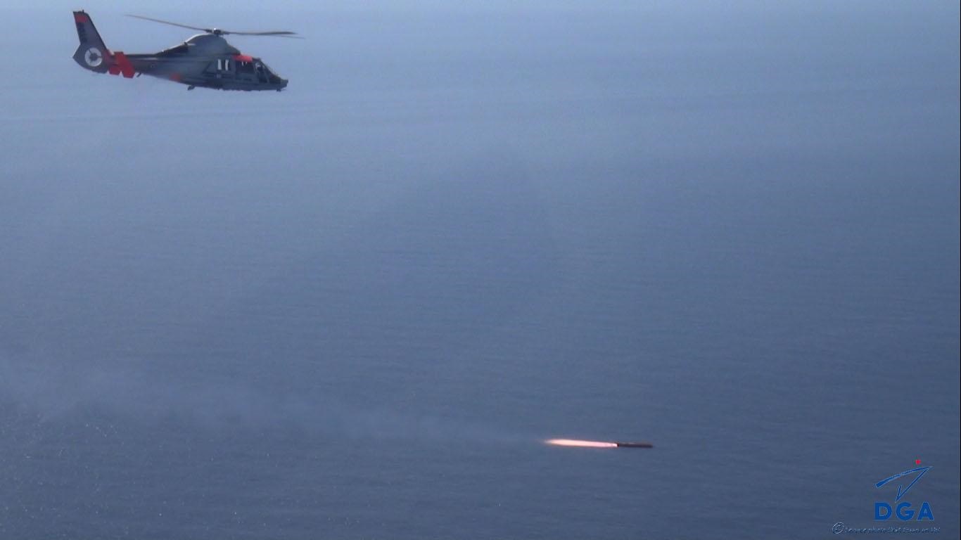 The Sea Venom/ANL anti-ship missile was launched from a Dauphin helicopter