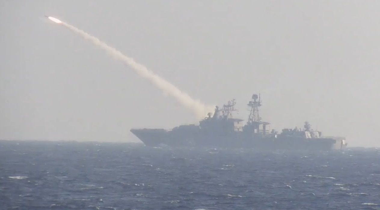 Russian Navy Marshal Shaposhnikov Frigate Conducts Live Fire Test of Uran Anti-ship Missile