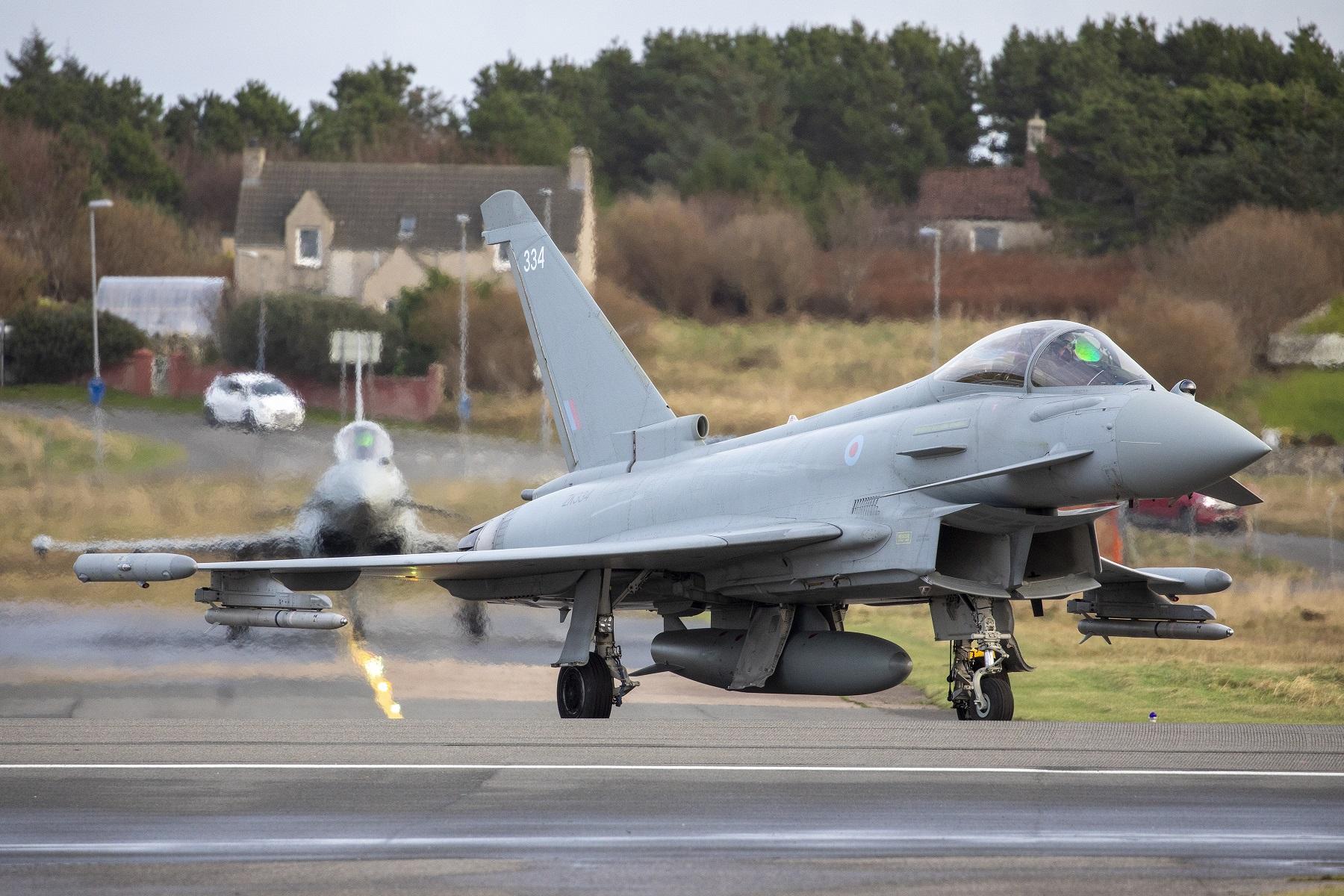 Royal Air Force Rearm and Refuel Eurofighter Typhoon Fighters in Exercise AGILE PIRATE