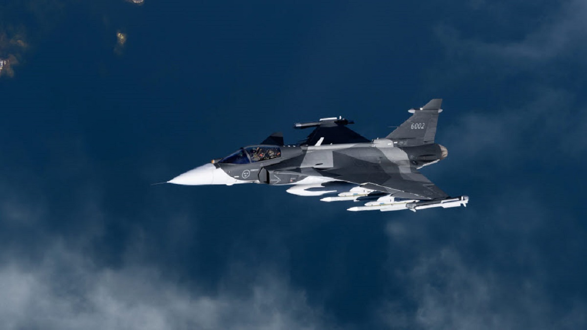 Swedish Air Force Saab JAS 39 Gripen supersonic multirole fighter aircraft