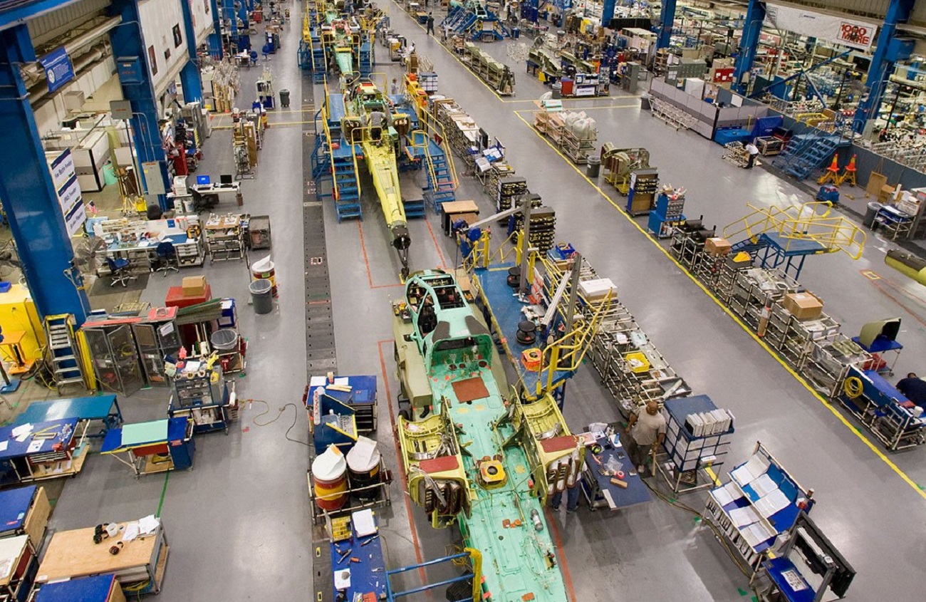 A file photo of the Apache attcak helicopter production line in Mesa, Arizona